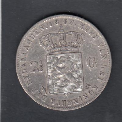 Beschrijving: 2 1/2 Gulden WILLEM III
